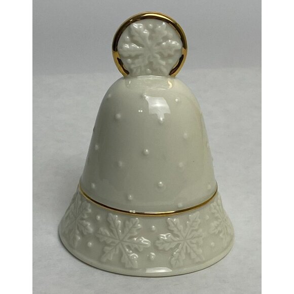 Vintage Lenox Snowflake Bell 3.5" Gold Accents Cream Porcelain Holiday Decor - Picture 1 of 9
